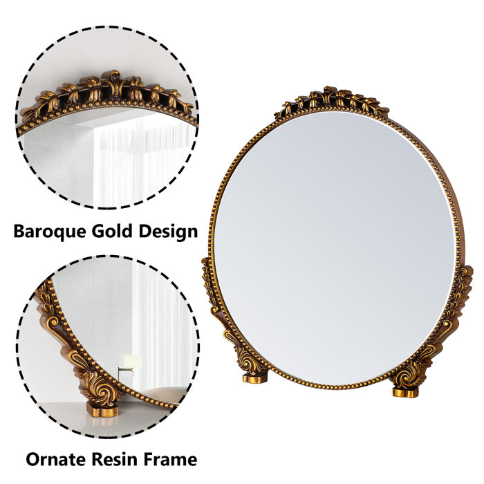 House of Hampton® Euri Round Antique Gold Wall Mirror Wayfair